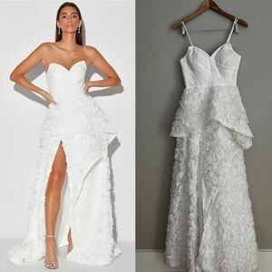 Bariano Georgiana White Strapless wedding Maxi Dress 10